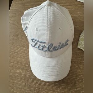 Titleist White Cap with Black Patch and Red Trim